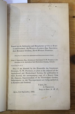 Lot 7 - Indian Tea Reports. Report on the Government Tea Plantations in Kumaon and Gurwahl
