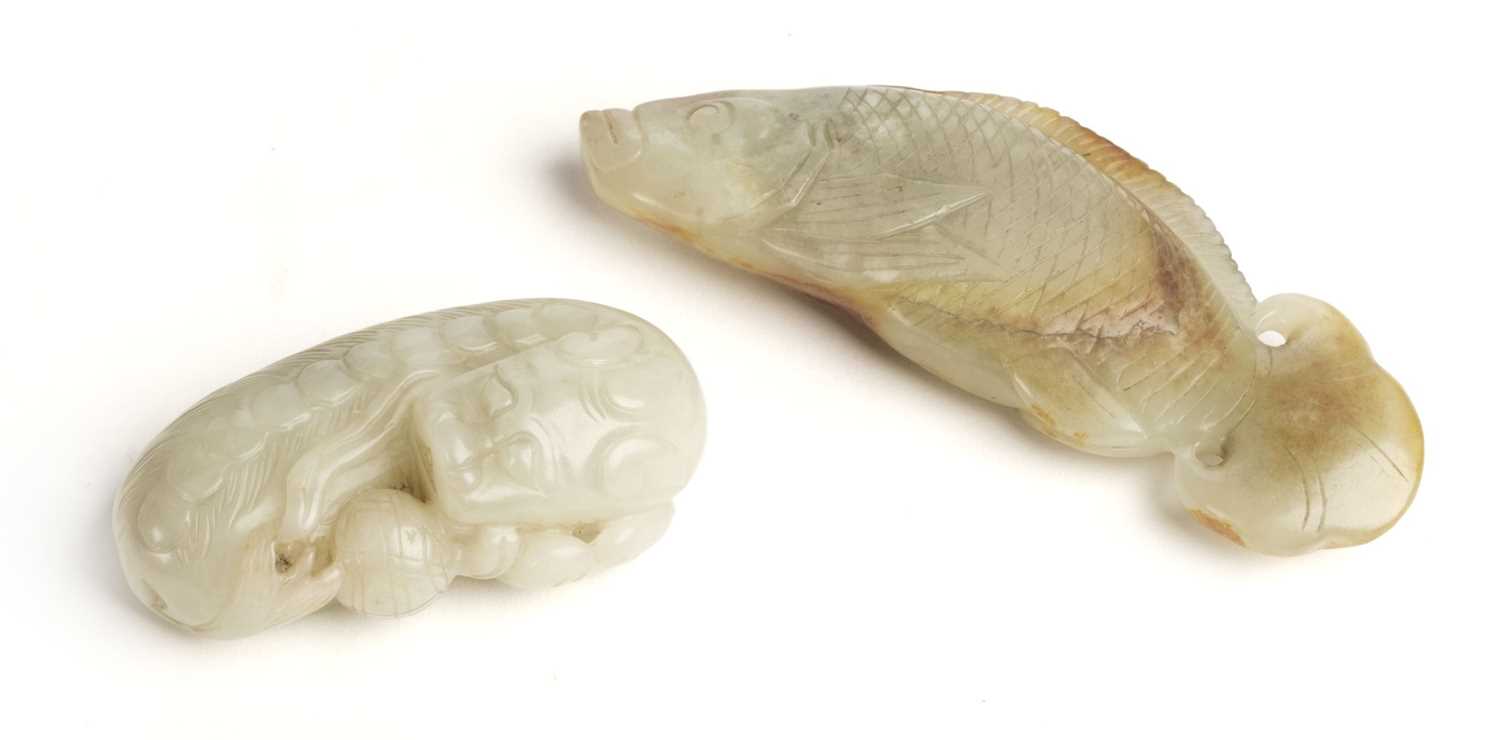 Lot 40 - Jade. Two Chinese 18/19th century style jade carvings