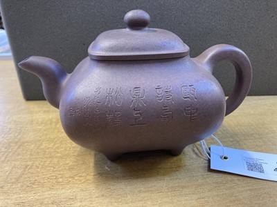 Lot 44 - Yixing Ware. Three 20th century Chinese Yixing zisha teapots