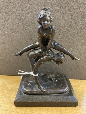 Lot 16 - After Barye (Alfred, 1838-1882). Leapfrog, a bronze sculpture