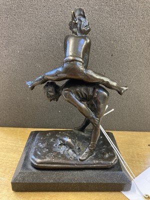 Lot 16 - After Barye (Alfred, 1838-1882). Leapfrog, a bronze sculpture