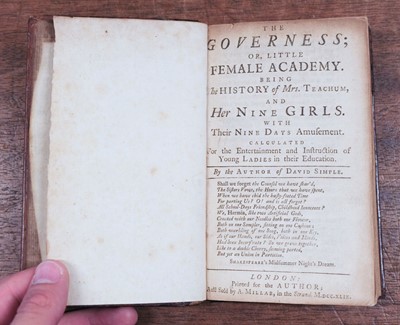 Lot 247 - Fielding (Sarah). The Governess; or Little Female Academy, 1st edition, 1749