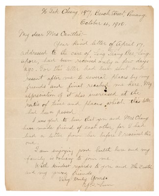 Lot 254 - Sun Yat-sen (1866-1925). Autograph Letter Signed, 1910