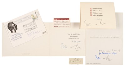 Lot 315 - Britten (Benjamin, 1913-1976) &  Pears (Peter, 1910-1986). A small collection of 6 items autographed