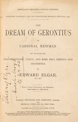 Lot 331 - Elgar (Edward, 1857-1934). Signed score of The Dream of Gerontius