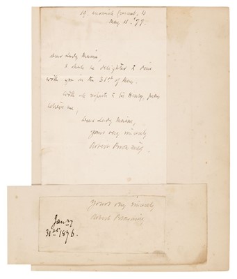 Lot 316 - Browning (Robert, 1812-1889). Autograph Letter Signed, 'Robert Browning', 11 May 1877