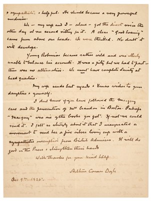 Lot 326 - Doyle (Arthur Conan, 1859-1930). Autograph Letter Signed, 1925