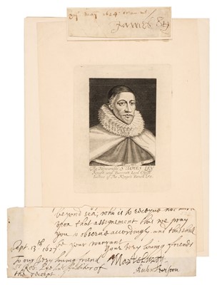 Lot 209 - Ley (James, c. 1552-1629). Document Signed, Marleburgh’, 13 September 1627