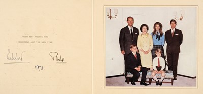 Lot 275 - Elizabeth II (1926-2022) & Prince Philip (1921-2021).  Signed Christmas & New Year greetings card, 1971
