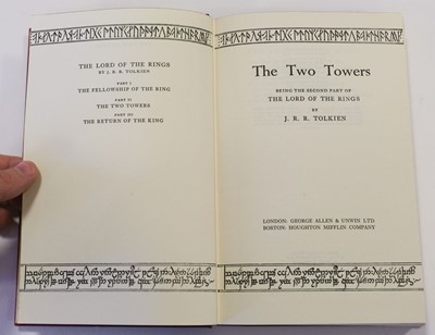 Lot 972 - Tolkien (J.R.R.) Lord of the rings 3 volumes mixed impressions 500-800