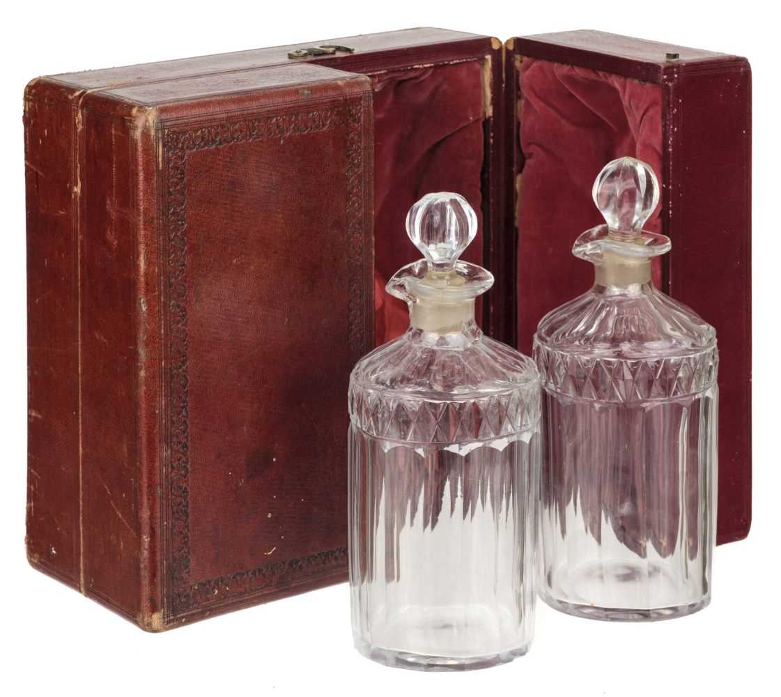 Lot 419 - Decanters. A pair of Victorian glass decanters, probably for Campaign use circa 1870