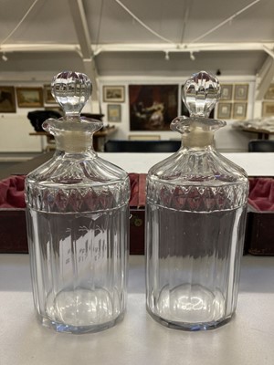 Lot 419 - Decanters. A pair of Victorian glass decanters, probably for Campaign use circa 1870