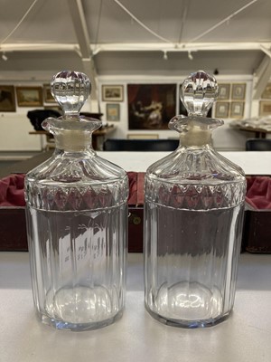Lot 419 - Decanters. A pair of Victorian glass decanters, probably for Campaign use circa 1870