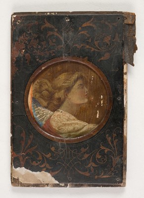 Lot 1 - Joni (Icilio Frederico, 1866-1946). Pair of painted & gilded panels imitating a 15th century binding