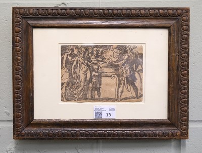 Lot 25 - Attributed to A. da Trento after Parmigianino, Mucius Scaevola, circa 1545, woodcut