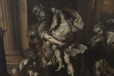 Lot 2 - Barrocci (Federico, 1535-1612). Aeneas Fleeing Troy, oil on canvas