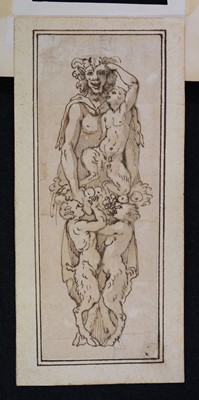 Lot 16 - Italian School, circa 1600. Pan with Satyrs, pen and ink