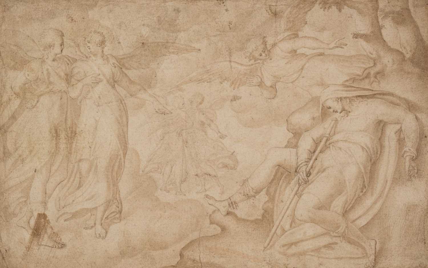Lot 14 - A. van Blocklandt (1532-1583). The Dream of Jacob, circa 1570, pen and ink and wash