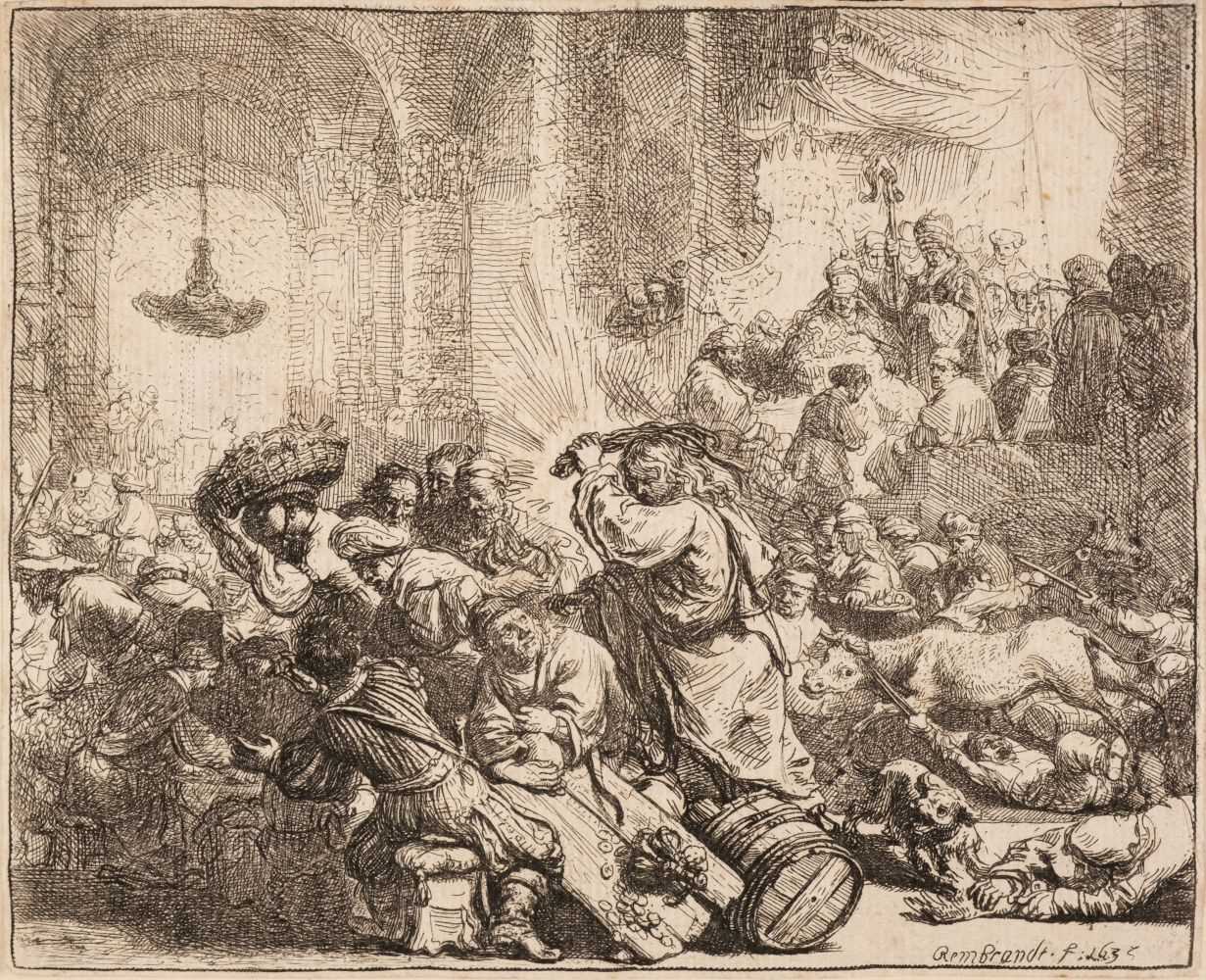 Lot 33 - Rembrandt, Christ driving the Money Changers from the Temple, 1635, etching
