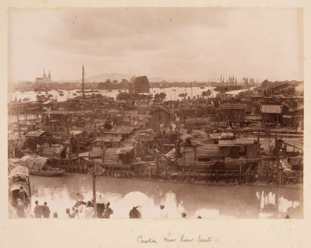 Lot 13 - China & Hong Kong. An album containing 3 photographic panoramas & 44 photographs, early 1890s