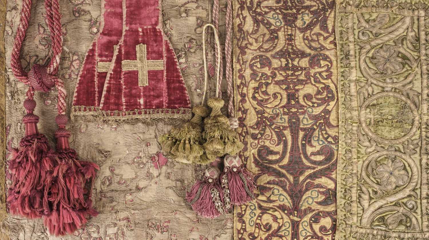 Lot 674 - Passementerie. A group of tasselled tie-backs, 18th & 19th century, & other items
