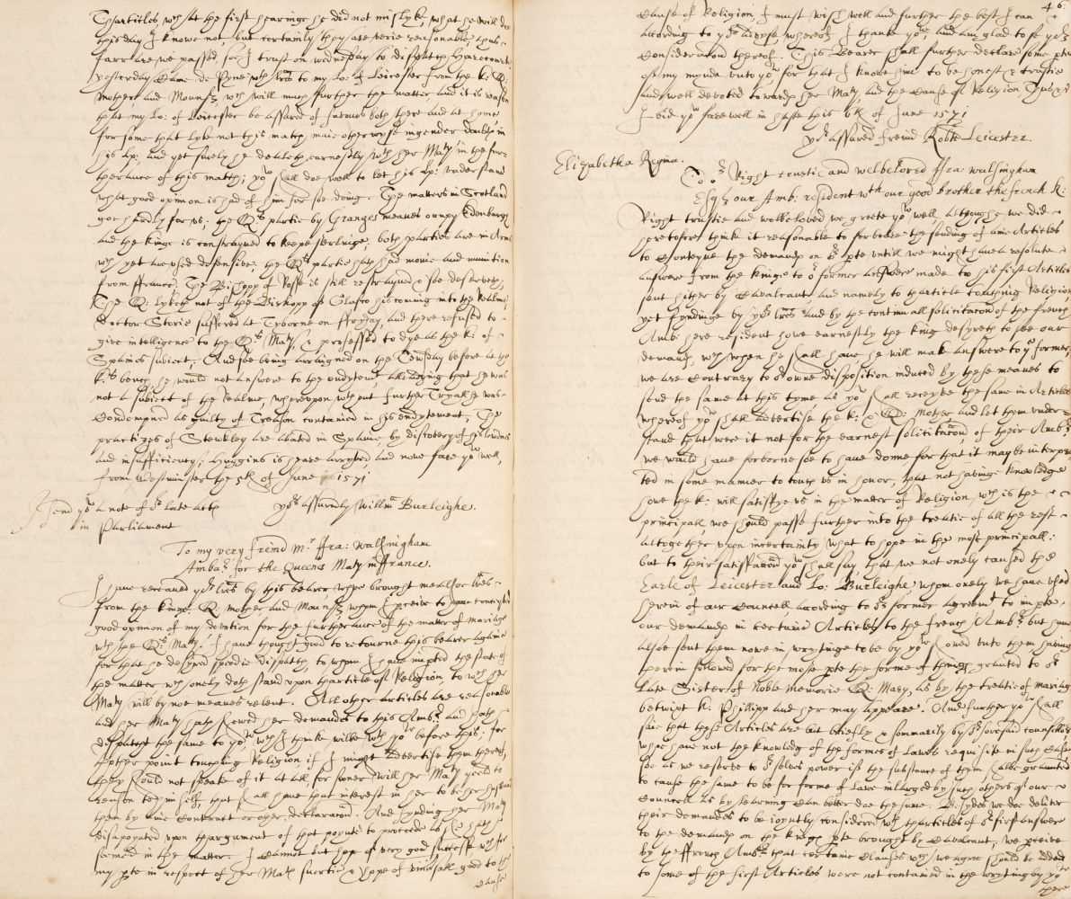 Lot 27 - Walsingham (Francis, c. 1532-1590). Copy Letterbook from his Embassy to France, 1570-1572