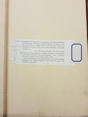 Lot 27 - Walsingham (Francis, c. 1532-1590). Copy Letterbook from his Embassy to France, 1570-1572
