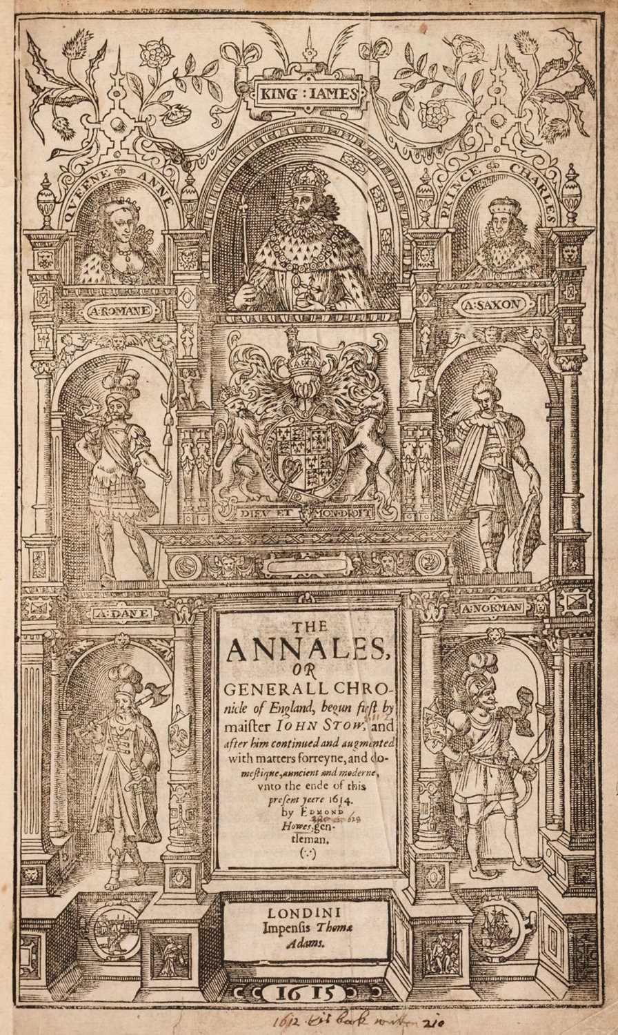 Lot 46 - Stow (John). The Annales, or Generall Chronicle of England, 1615, with Godwin (F.), Rerum Anglicarum
