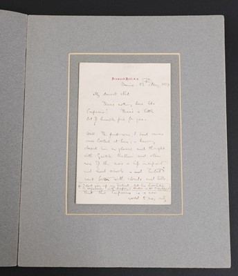 Lot 366 - Ruskin (John, 1819-1900). Autograph Letter Signed with initials 'J. R.', Venice, 13 May 1869