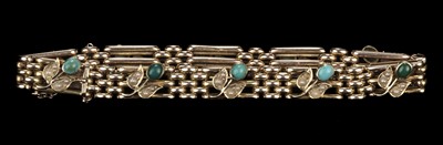 Lot 468 - Bangle. 9ct gold bangle, set with 5 topaz stones