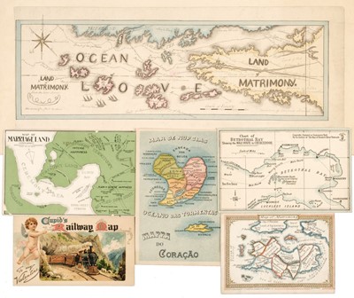 Lot 117 - Cartographic Ephemera. Maps, Valentines and Postcards, early 20th century