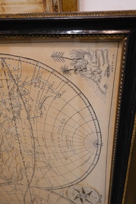 Lot 436 - Embroidered map. A Map of the World, work'd at E. Price's School, Worcester, by Martha Knight, 1793