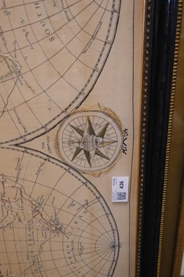 Lot 436 - Embroidered map. A Map of the World, work'd at E. Price's School, Worcester, by Martha Knight, 1793
