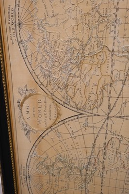 Lot 436 - Embroidered map. A Map of the World, work'd at E. Price's School, Worcester, by Martha Knight, 1793