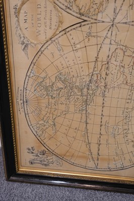 Lot 436 - Embroidered map. A Map of the World, work'd at E. Price's School, Worcester, by Martha Knight, 1793