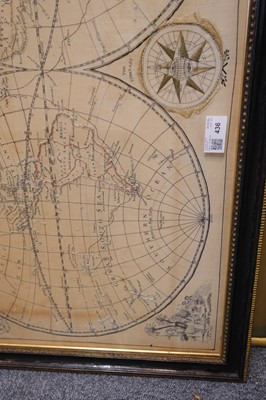 Lot 436 - Embroidered map. A Map of the World, work'd at E. Price's School, Worcester, by Martha Knight, 1793