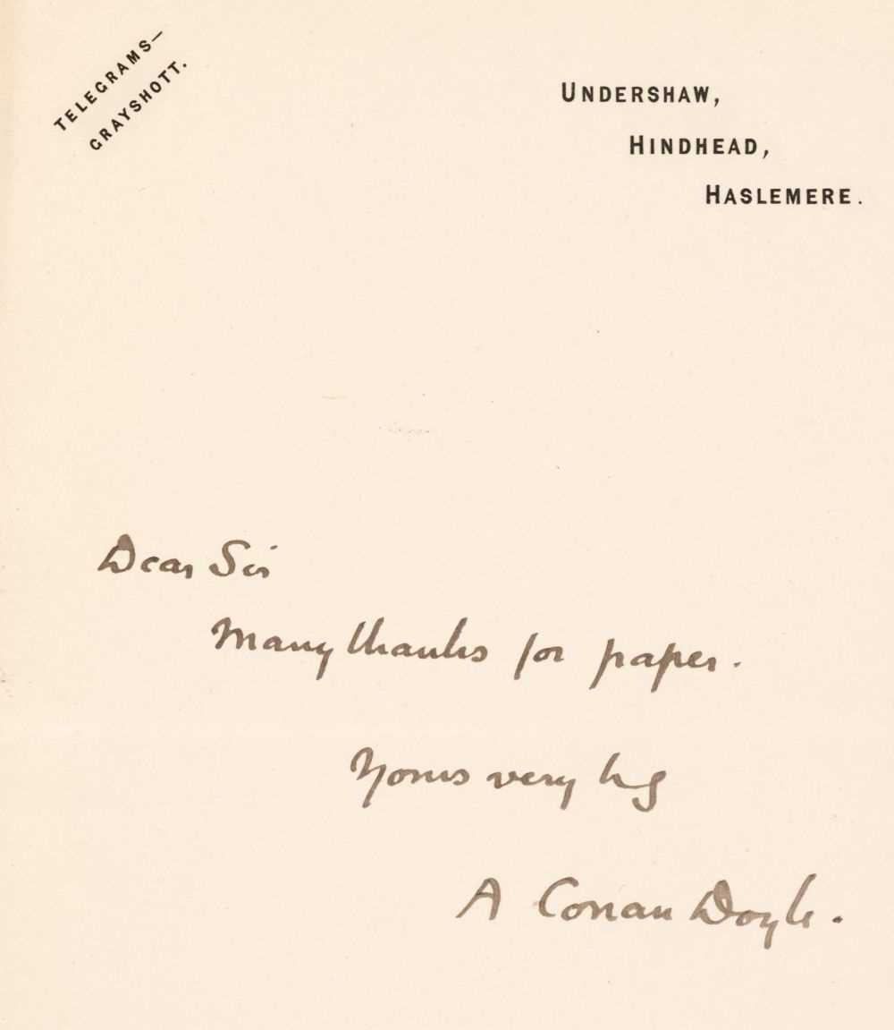 Lot 355 - Doyle (Arthur Conan, 1859-1930), Autograph Letter Signed, 'A. Conan Doyle'