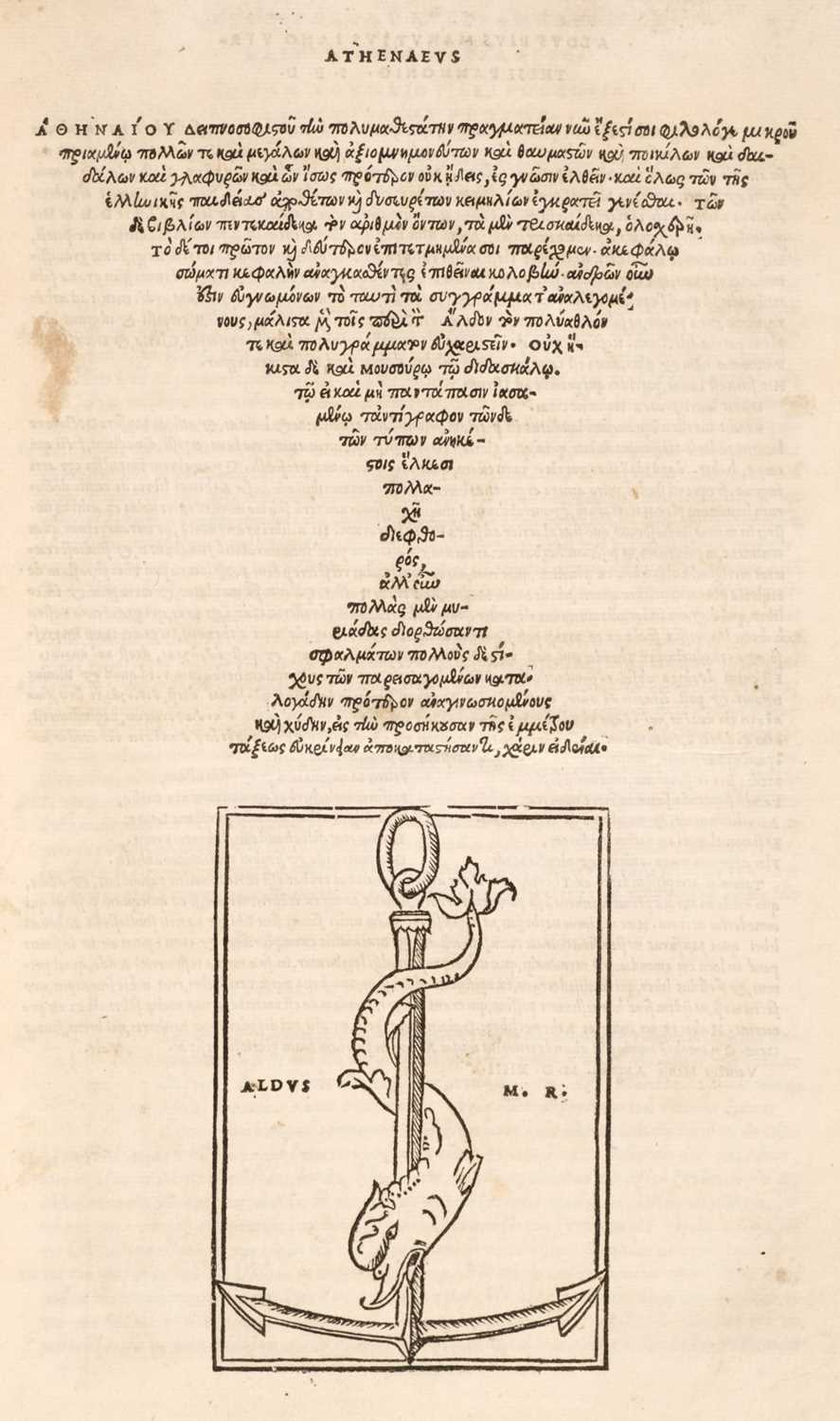 Lot 269 - Athenaeus. Deipnosophistae (with) Dipnosophistarum sive Coenae..., 1556