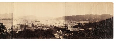 Lot 89 - Hong Kong. A four-part panorama over Central looking at Kowloon, c. 1870s