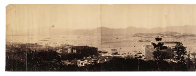 Lot 89 - Hong Kong. A four-part panorama over Central looking at Kowloon, c. 1870s