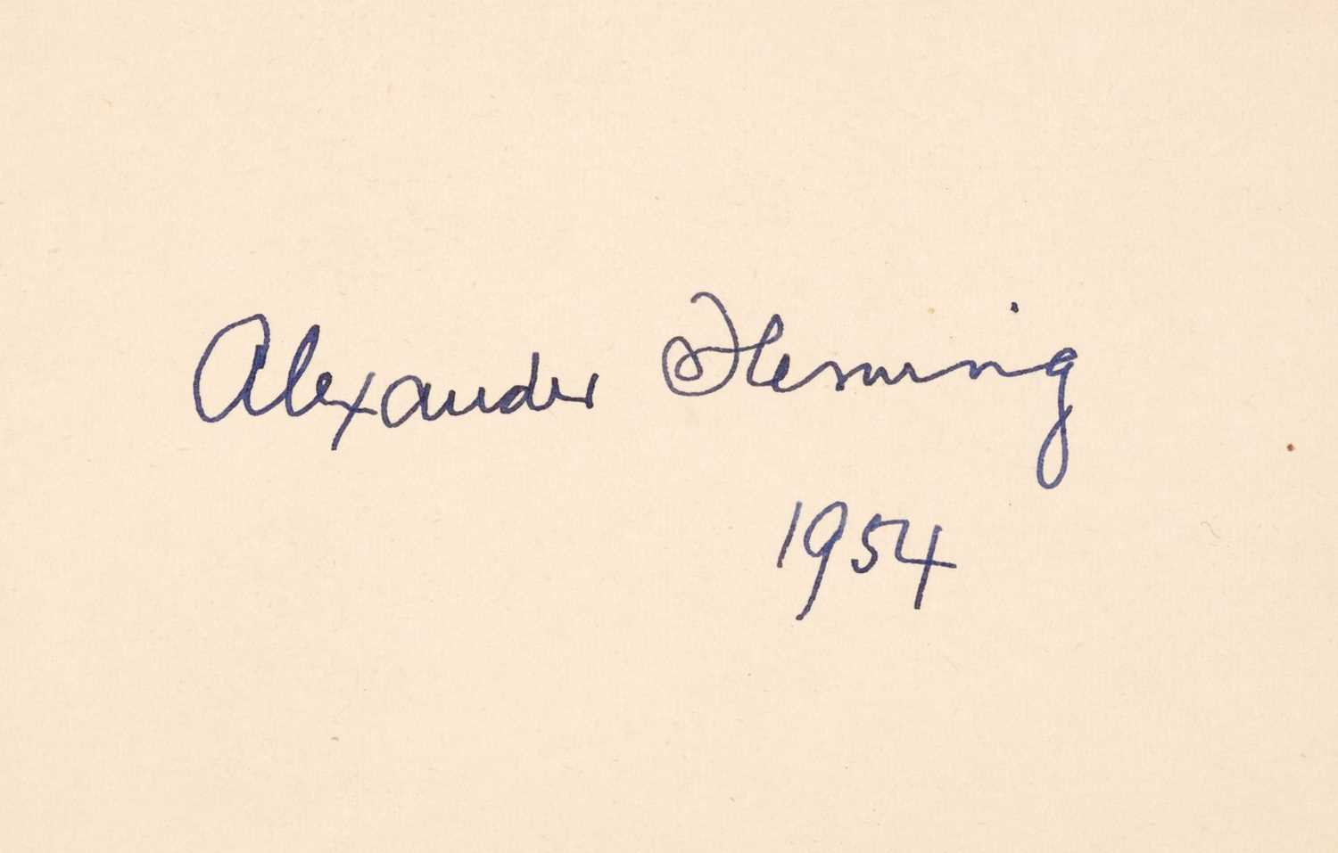 Lot 281 - Fleming (Alexander, 1881-1955). Vintage blue ink signature, ’A. Fleming, 1954’