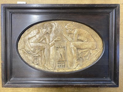 Lot 46 - Pegram (Henry, 1862-1937). Two Figures by a Fire, 1891