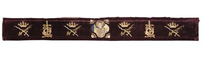Lot 343 - Embroidered Panel. An Arts & Crafts ecclesiastical panel, & other embroideries, plus curtain tassels