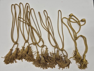 Lot 343 - Embroidered Panel. An Arts & Crafts ecclesiastical panel, & other embroideries, plus curtain tassels