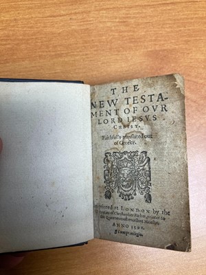 Lot 277 - New Testament [English]. The New Testament of our Lord Jesus Christ..., 1592