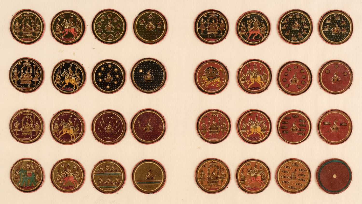 Lot 349 - Indian playing cards. Mogul Ganjifa, Andhra Pradesh/Dekkan, India, circa 1870