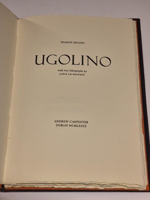 Lot 601 - Heaney (Seamus). Ugolino, signed limited edition, Dublin: Dolmen Press, 1979