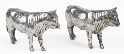Lot 773 - Silver Bulls. A pair of Dutch silver bulls, circa 1910