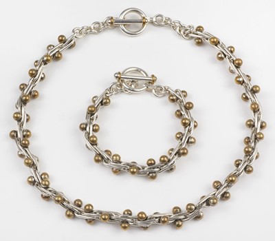 Lot 803 - Mexican Silver. A modern abstract silver necklace and bracelet