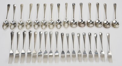 Lot 758 - Flatware. Silver forks by Walker Hall, Sheffield 1955